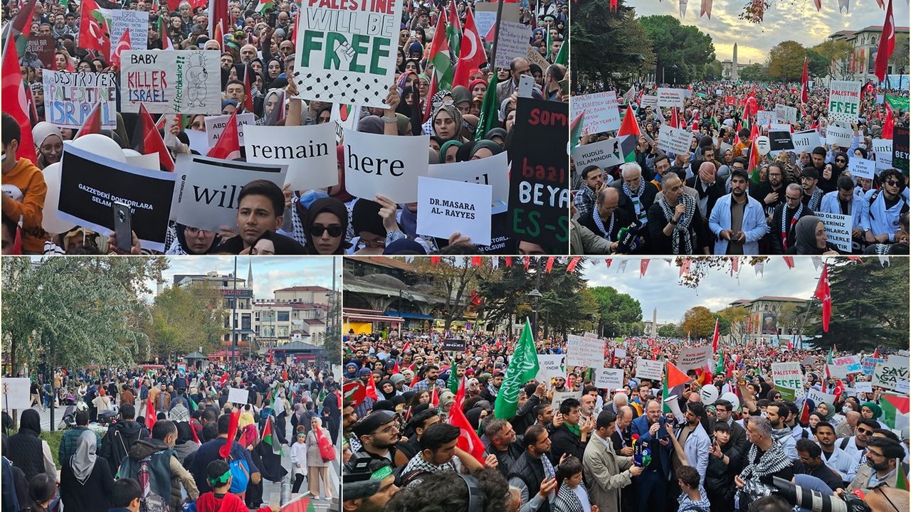 İstanbul'da "El Ele Gazze Şeridi" yürüyüşü