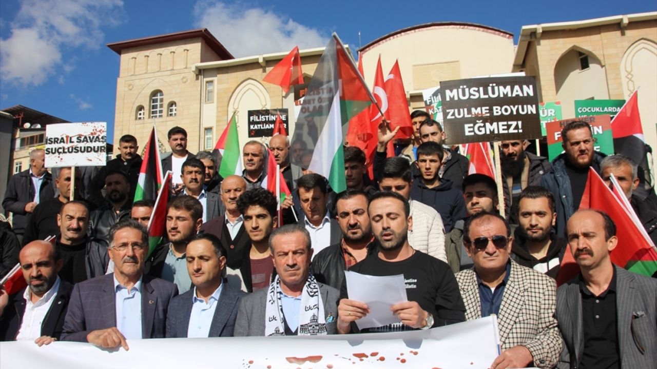 Van, Hakkari, Muş ve Bitlis'te israil'e yönelik protestolar devam ediyor