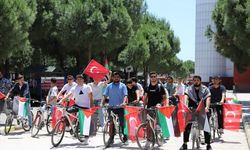 İzmir'de üniversite öğrencileri, Filistin için pedal çevirdi