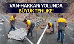 Van-Hakkari yolunda büyük tehlike! Dev kayalar yola düştü...