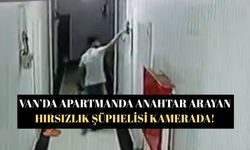 Van’da apartmanda anahtar arayan hırsızlık şüphelisi kamerada!