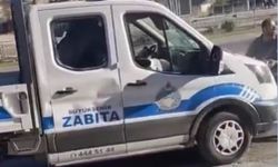 Zabıta aracına taşlı saldırı