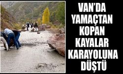 Van’da yamaçtan kopan kayalar karayoluna düştü