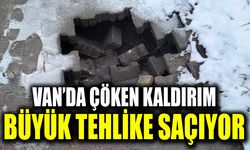 Van’da çöken kaldırım büyük tehlike saçıyor