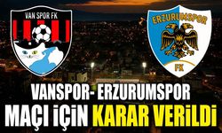 Vanspor- Erzurumspor maçı için karar verildi