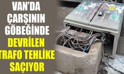 Van’da çarşının göbeğinde devrilen trafo tehlike saçıyor