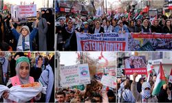 Van’da binlerce kişi ABD ve İsrail’in işgal politikalarına karşı yürüdü!