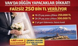 Van’da düğün yapacaklar dikkat! Faizsiz 250 bin TL veriliyor