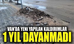 Van’da yeni yapılan kaldırımlar 1 yıl dayanmadı