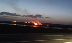 Van Çiçekli'de sazlık yangını!