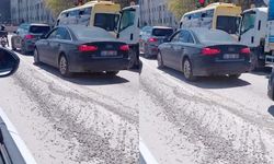 Van’da kavşakta beton kirliliği sürücülerin tepkisini çekti