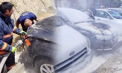 Van’da hastane otoparkında korkutan yangın