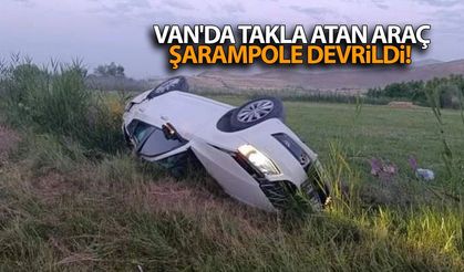 Van'da takla atan araç şarampole devrildi! Yaralılar var...
