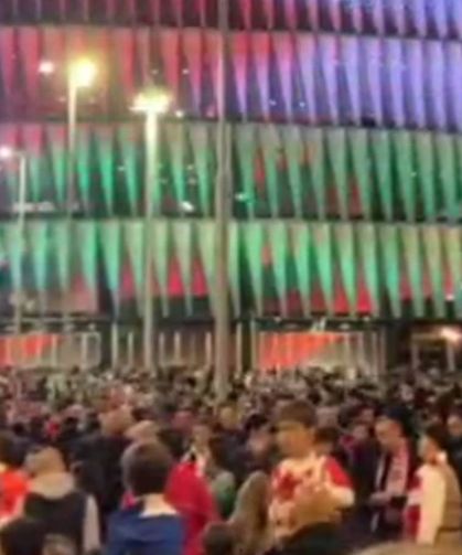 Athletic Bilbao kulübünün stadyumu Filistin bayrağının renkleriyle ışıklandırıldı