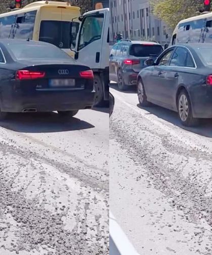 Van’da kavşakta beton kirliliği sürücülerin tepkisini çekti