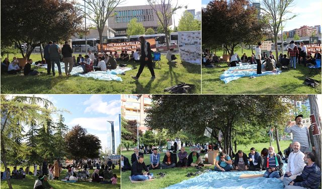 Filistinlilerin zorunlu göçe zorlandığı Nekbe günü nedeniyle oturma eylemi yapıldı