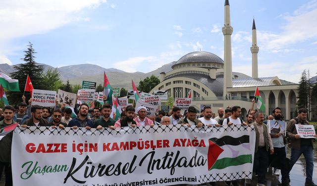 Malatya İnönü Üniversitesi'nden Gazze'ye destek yürüyüşü