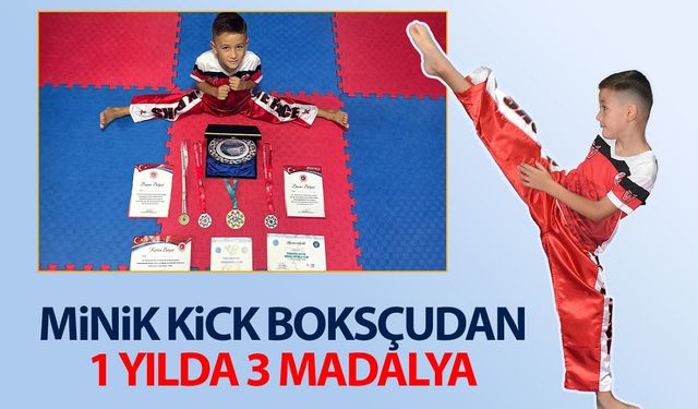 Vanlı minik kick boksçudan 1 yılda 3 madalya