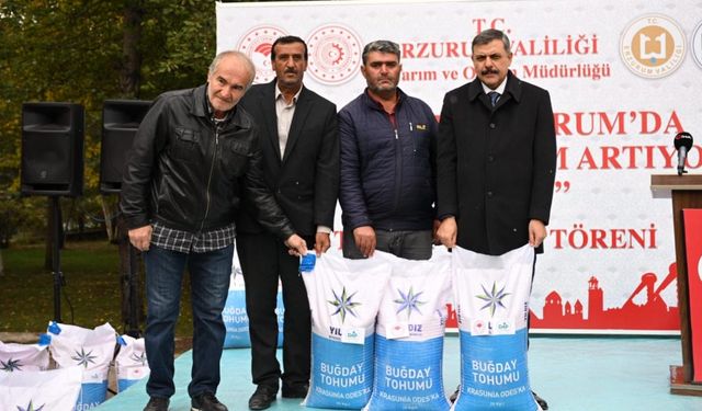 Erzurum'da üretimi artırmak amacıyla çiftçilere 935 ton buğday tohumu dağıtıldı