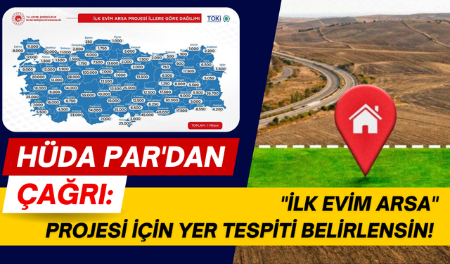 HÜDA PAR'dan "İlk Evim Arsa" çağrısı: Arsa yerleri belirlensin!