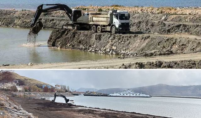 Van Gölü’nde dip çamuru temizliği aralıksız sürüyor