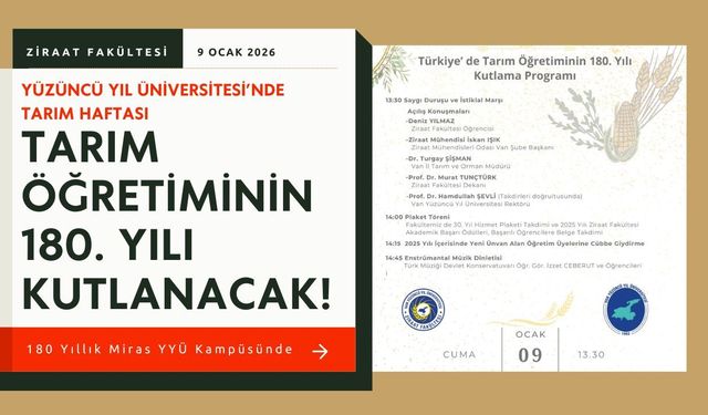 Van YYÜ'de tarım öğretiminin 180. yılı kutlanacak!