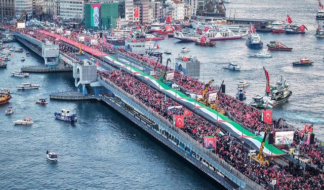 Yüzbinlerce kişi Filistin için tek ses oldu