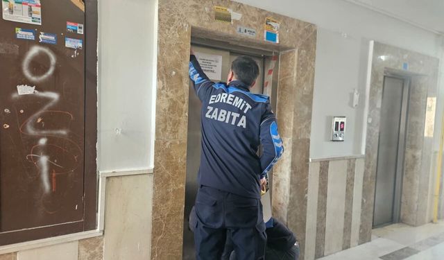 Edremit’te güvenli olmayan asansörler mühürlendi!