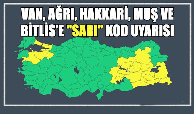 Van, Ağrı, Hakkari, Muş ve Bitlis’e "sarı" kod uyarısı