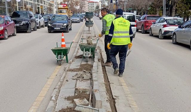 Van’da kaldırımlarda bakım-onarım çalışması