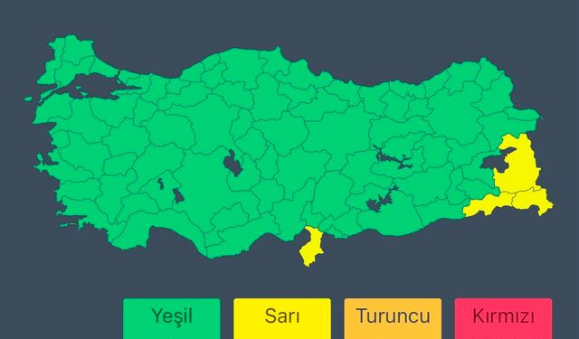 İçişleri Bakanlığından Van, Şırnak ve Hakkâri’ye "sarı kodlu" uyarı