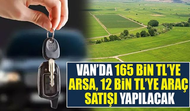 Van’da 165 bin TL’ye arsa, 12 bin TL’ye araç satışı yapılacak