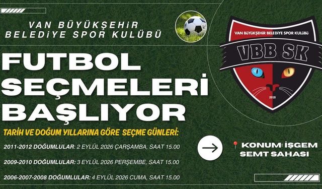 Van Büyükşehir Belediyespor futbol seçmeleri başlıyor