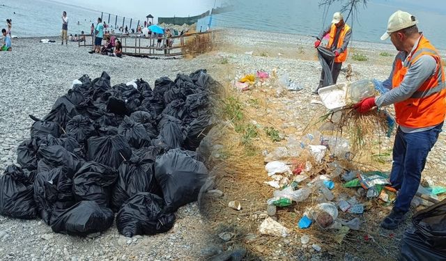 Van Gölü’nün Mollakasım sahilinde tonlarca çöp toplandı