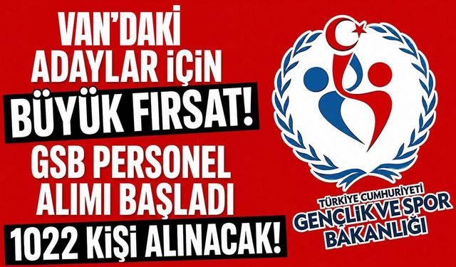 Van’daki adaylar için büyük fırsat! GSB 1022 personel alımı başladı