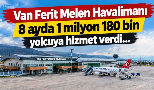 Van Ferit Melen Havalimanı 8 ayda 1 milyon 180 bin yolcuya hizmet verdi…