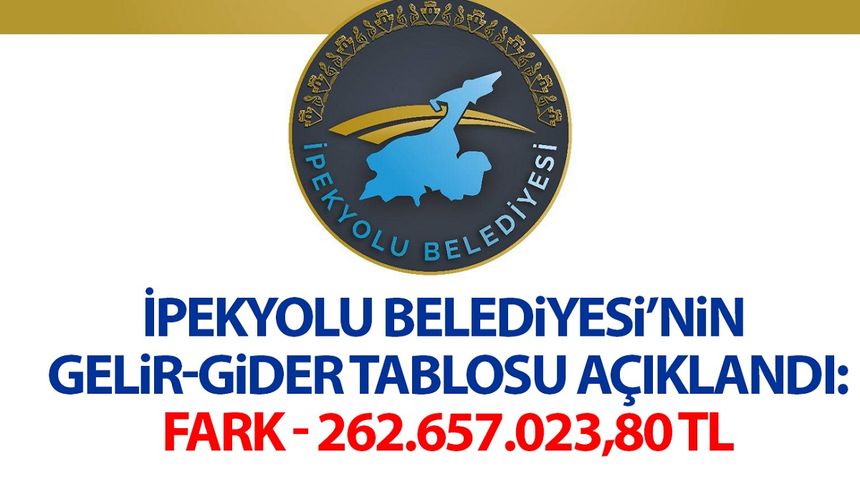 İpekyolu Belediyesi'nin gelir-gider tablosu açıklandı: Fark - 262.657.023,80 TL