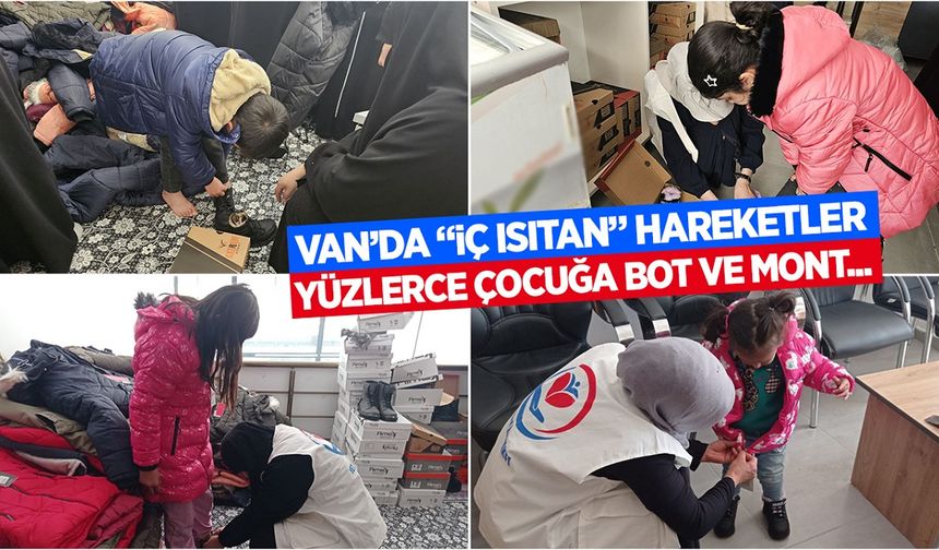 Van’da yüzlerce çocuğa bot ve mont yardımı yapıldı