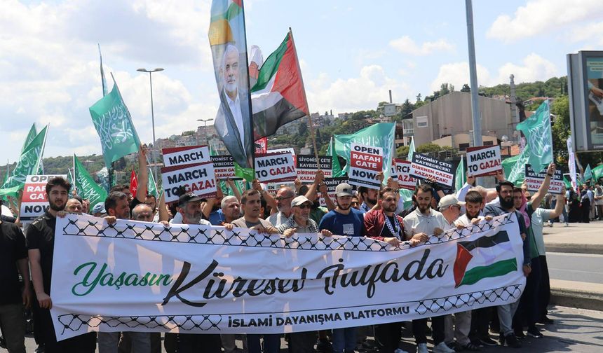 İstanbul'da "Küresel Gazze Yürüyüşü"ne destek, Sisi'ye tepki