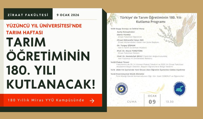 Van YYÜ'de tarım öğretiminin 180. yılı kutlanacak!