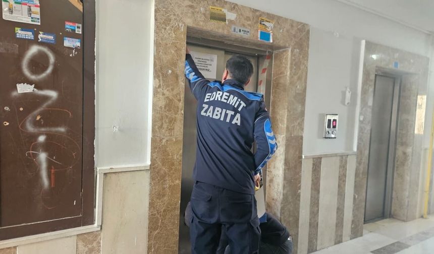 Edremit’te güvenli olmayan asansörler mühürlendi!