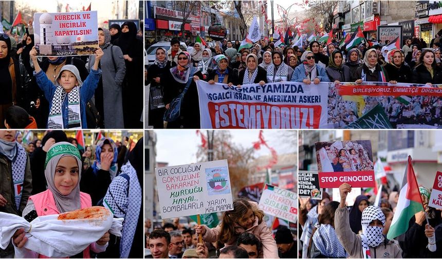 Van’da binlerce kişi ABD ve İsrail’in işgal politikalarına karşı yürüdü!