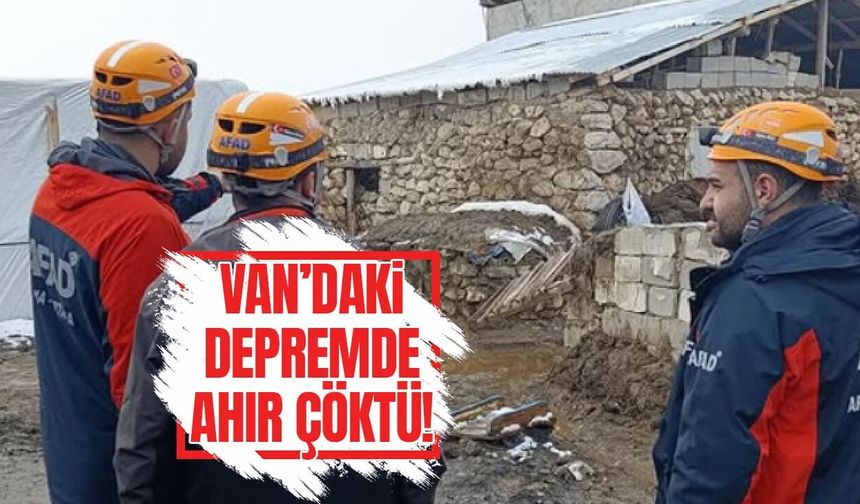 Van’daki depremde bir ahır çöktü!