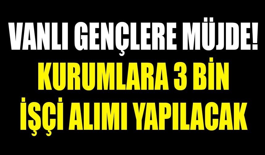 Vanlı gençlere müjde! Kurumlara 3 bin işçi alımı yapılacak