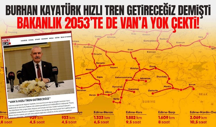 Burhan Kayatürk hızlı tren getireceğiz dedi, Bakanlık 2053’te de Van’a yok çekti!