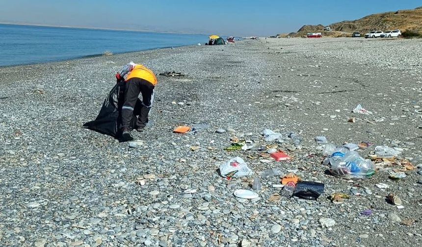 Ayanıs sahilinde temizlik çalışması devam ediyor