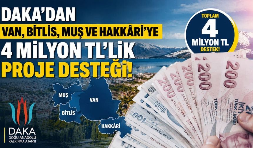 DAKA'dan Van, Bitlis, Muş ve Hakkâri'ye 4 Milyon TL'lik proje desteği