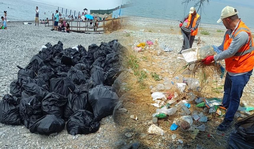 Van Gölü’nün Mollakasım sahilinde tonlarca çöp toplandı