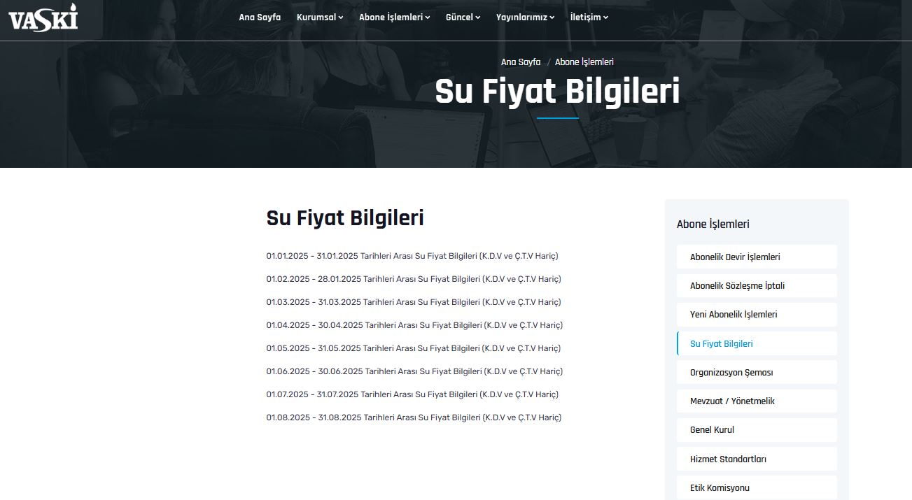 Vaski Su Fiyatı (3)