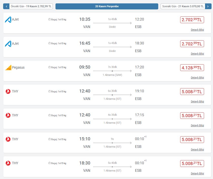 Van Ankara Uçak Bileti